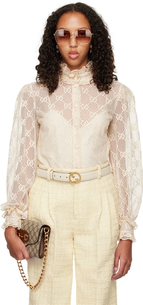 gucci blouse white with waste tie|Gucci inspired blouses.